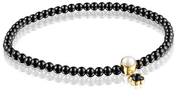 TOUS Pulsera de Ónix con Plata de Primera Ley con Baño de Oro 18kt y Perla, Colección Glory