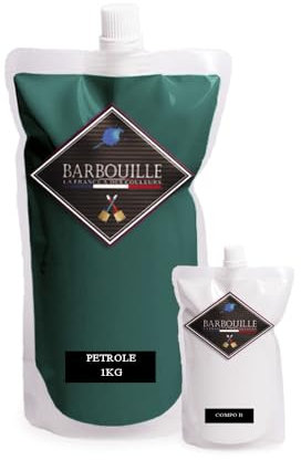Peinture Résine Bleu Pétrole - Résine Epoxy Bi-Composants - Effet Brillant - Peinture Mur, Plafond, Boiserie, Carrelage & Métal - Lessivable - COV A+ - Fabriquée En France - 750 ml - BARBOUILLE