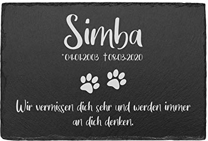 Grabstein Tiergrabstein Schiefer Hund Katze personalisiert Name Pfote | Gedenkstein für Hunde und Katzen, Tiergrabstein, Erinnerung, Andenken an Haustier, Grabschmuck