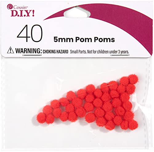 Cousin Pompons, 5 mm, Rot, 40 Stück