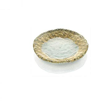 Piatto Piccolo 15 cm Vetro Trasparente Fascia Oro IVV Tricot 7903.2 Svuotatasca