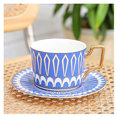 ZJCNHY Tasse de café Marocaine et Soucoupe en céramique Cappuccino après-midi Tasse de thé 250ml Service à Café 601 (Color : Arrow Blue)