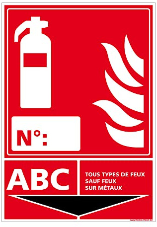 Signalétique.biz France - Panneau Extincteur Classe ABC Incendie - Panneau Extincteur Incendie - 150 x 210 mm - Aluminium 2 mm