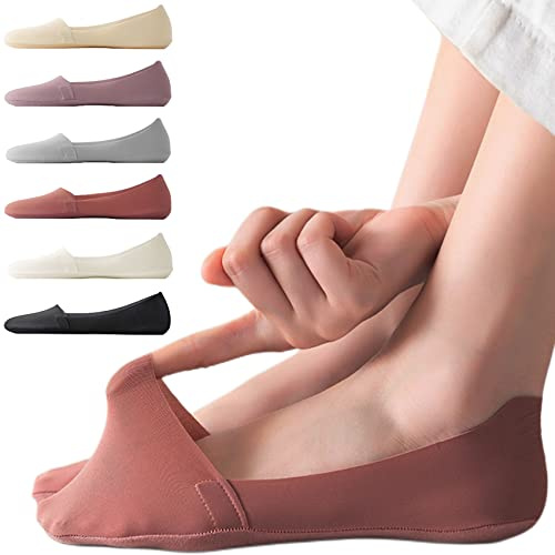 Lomitract No Show Low Cut Footies See Liner Invisible Hidden Socks Loafer Flats Boat Slip On Dress Shoe Women Non Slip, Thin Nylon Short Rise, Black White Nude Light Grey Purple Dark Red, Size 9-12