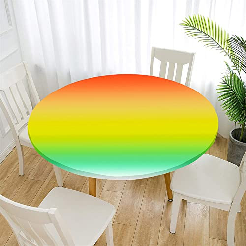 FANSU Gradient Runde Tischdecke Elastisch Abwaschbar für Draußen Rund Tischdecken Wasserdicht Bunt Tischdecken Lotuseffekt Tischtuch für Outdoor Garten (Durchmesser 140cm,Gelbgrün)