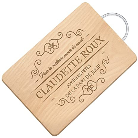 Maverton Planche à découper personnalisée pour elle, Plateau en bois | Avec manche en métal pour femme, maman, Planche avec gravure pour anniversaire, decoration cusine, Joyeuses fêtes