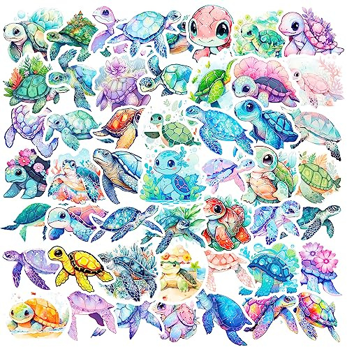Mistree 50 Schildkröte Aufkleber Kinder Sommer Trinkflaschen Brotdose, Unterwasser Sticker Party Deko, 5 CM