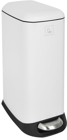 SVITA TS20 Mülleimer Treteimer Abfalleimer 20l inkl. Inneneimer Kunststoff Pedal Softclose-Deckel rechteckig Küchen-Hilfe Weiß