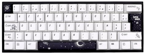 JSJT PBT Tastenkappen, Weiß, 138 Tasten, Weltraum Thema, Kirschprofil | Französische Tastenkappen, Für Cherry MX Switch Mechanische Tastaturen