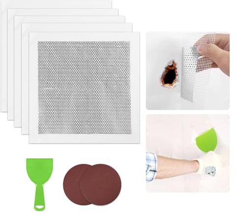 Befun 5PCS Wall Repair Patch, Adhesive Dry Wall Repair Kits 10 x 10 Inch | Safe Mend Plaster, Self-adhesive Mesh and Aluminum Plate, Wall Hole Repair Kit, for Broken Walls Repairing or Ceiling Filler