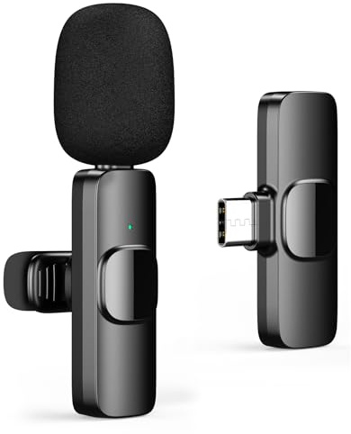 Micrófono de Solapa Inalámbrico para Android Smartphone, USB C Wireless Micro, Mini Micrófono Condensador Omnidireccional de Grabación de Vídeo para Entrevista Podcast Vlog Youtube Live Stream -1 Mic