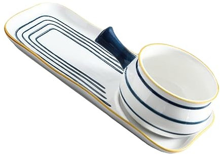Mikinona Milk Pan with Tray Easy to Clean Multipurpose Ceramics 650ml White Milk Heating Pot Saucepan with Fashionable Simple Design