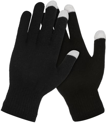 Qianyu Winter Touchscreen Handschuhe, Stretch Strickhandschuhe Winter Texting Gloves Warme Winddichte Fäustlinge Elastische Manschette Handschuhe für Männer und Frauen(Schwarz)
