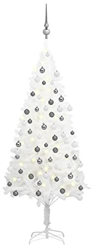 Somanki Künstlicher Weihnachtsbaum mit Beleuchtung & Kugeln Weiß 120 cm, Tannenbaum Künstlich, Christmas Tree, Tannenbaum Deko, Weihnachtsbäume, Christbaum - 3077718