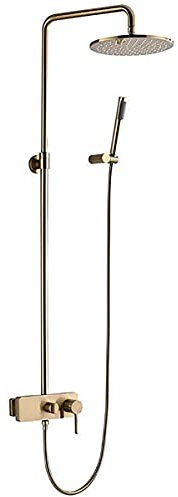 CWLPSL Duschkopf, Duschsystem, gebürstetes Gold, Duschset, Messing, Duschsäule, Duscharmatur, Wandhalterung, Duscharmatur, Regendusche mit Handbrause, Duschkopf, Badewannenarmaturen,