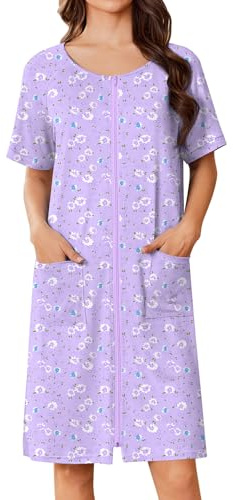 Ekouaer Women Zip Up Robe Bathrobe Lightweight House Coats with Pockets