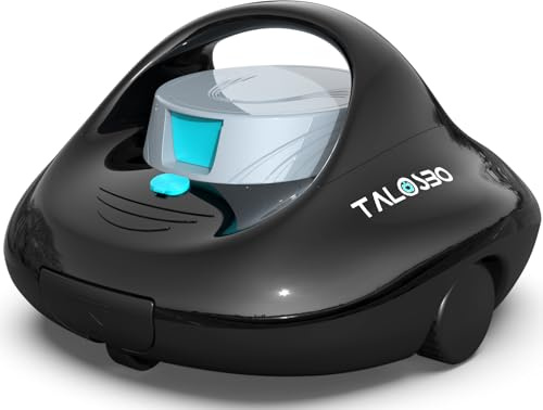 TALOSBO Pleco Se Robot Limpiafondos Piscina, Limpieza Potente de 130 Minutos, Carga Rápida en 2,5 Horas, Motor de Doble Tracción, Ideal para Piscinas de Fondo Plano de hasta 80 m²