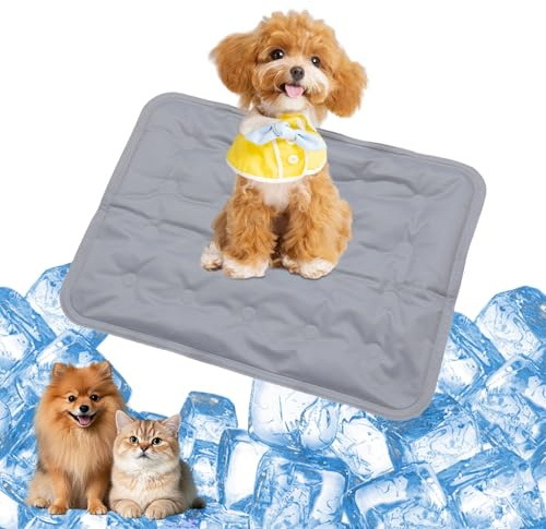 YXHZVON Tapis Rafraichissant Chien |M 40×50 cm, Tapis en Gel Auto-refroidissant pour Chat & Chien, Tapis Fraicheur pour Chiens et chatspour Rester au Frais cet été, Gris