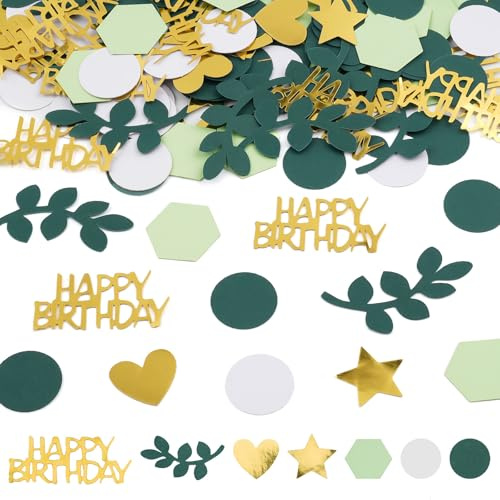 200 Stück Konfetti Geburtstag Tischdeko Grün Gold，Konfetti Geburtstag Deko, Happy Birthday Streudeko für Party Mann und Frau