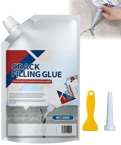 Heavy-Duty Concrete Crack Repair Adhesive, Quick-Drying Grouting Adhesive, Crack Filler Concrete Repair, ConcreteSealer Outdoor Waterproof (White,200G)