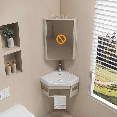 Wujgbnhg lavabo suspendido con toallero, lavabo esquinero pequeño con mueble, mueble lavabo pequeño suspendido, Lavabo para baño, Lavabo de esquina de cerámica para esquina, Para apartamentos