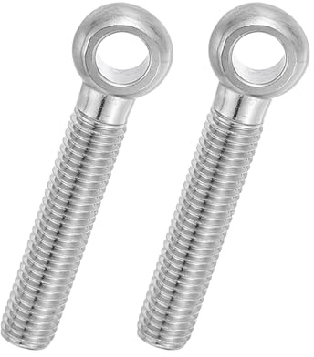 PATIKIL 2 Piezas Perno De Ojo Giratorio Con Hombro M12x70mm, 304 Acero Inoxidable Métrico Media Roscado Ojo De Pez Agujero Deslizante Perno De Arrastre Tornillos De Metal Plateado