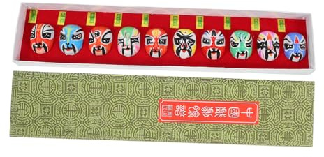 Vaguelly 10 Pièces Masques Traditionnels Chinois Décoration Argile Figurines de Masques Chinois pour Étagère Miniatures