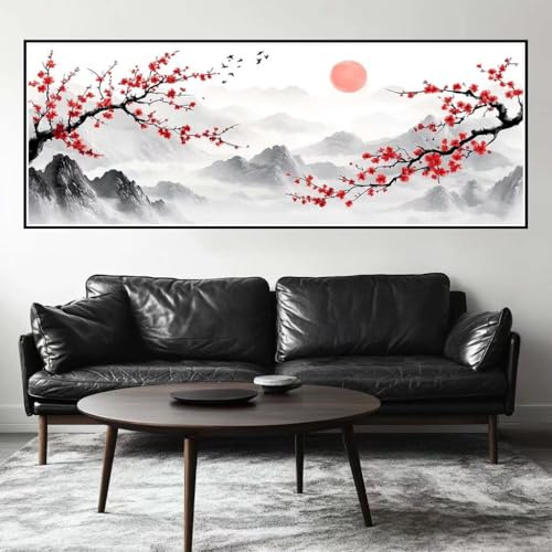 Malen Nach Zahlen China Malen Nach Zahlen Erwachsene Landschaft, 65x195 cm XXL Groß Acrylfarben Ölgemälde, DIY Malen Nach Zahlen Kinder Anfänger Set Bastelset für Wand Dekor (Ohne Rahmen) -H468
