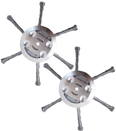 DMHYZTE 2 Pezzi Spazzola per Erbacce, Testina Decespugliatore Universale, Ricambio per Decespugliatore in Filo di Acciaio, Foro da 5 mm, Ricambi per Tosaerba, Decespugliatore per Diserbo- 6 Teste