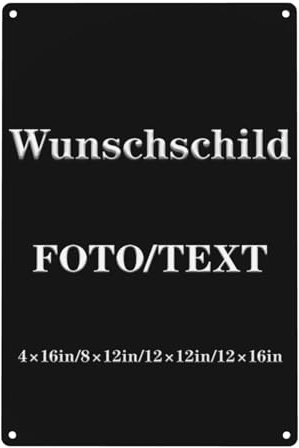 Schild selbst gestalten mit Wunschtext, Personalisiert Schildermit eigenem Text, Bild, Symbolen, personalisierbar & wetterfest, für Parken, Wegweiser, Pferde, Hunde (Eisen,8×12in-Vertikal)
