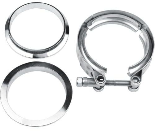 URPIZY Connettore Tubo Di Scarico 2 Pollice V Flangia Fascetta 304 In Acciaio Inox Doppia Flangia Costruzione Allineamento Automatico Per I Veicoli Turbo Auto Sportive E Sistemi Di Scarico Modificati
