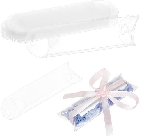 BENECREAT 30 Scatola Portaconfetti In Plastica Trasparente A Forma di Cuscino, Scatola Regalo In Plastica Da 6x16x2.2cm per Bomboniere e Piccoli Regali per Matrimoni