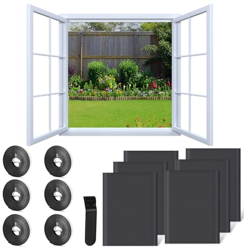 Mosquiteras para Ventanas de Cintas Autoadhesivas 6 Unidades, 1.3 X 1.5m | Malla Mosquitera para Puerta Y Ventanas, Protectora de Insectos para Ventana, 6 Rollos, Sin Taladrar Ni Atornillar
