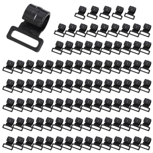 Rehoetom Campingzelthaken für Zeltstangen und Wohnwagen-Vorzelt, Kunststoff-C-Clips mit 9 mm bis 25 mm Innendurchmesser, schwarze Kleiderbügel für Unterschlupf im Freien (13 mm), 100 Stück