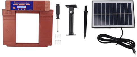 Brilluxa Porta per pollaio, Porta per pollame e Apriscatole, Alimentazione solare con timer, LED, Doppie porte per Ingresso recinto per polli (Bronzo)