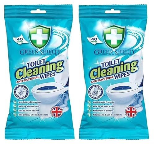 Gréen Shield Anti-Bacterial Toilet Cleaning Wipes 40pk (Pack of 2)