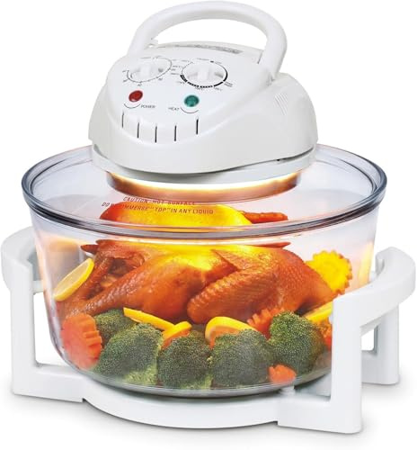 Friggitrice ad Aria con Forno Alogeno da 12 Litri, Fornello Salutare Senza Olio da 1300 W, Forno da Controsoffitto Multifunzione con Temperatura e Timer Regolabili da 125-250°C(White)