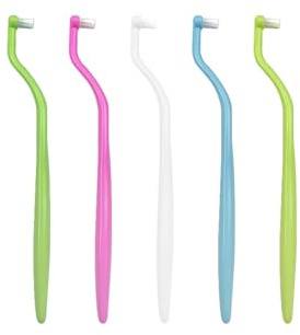 5 cepillos de dientes interdentales de una sola mano, de pelo suave y cabeza plana, for limpieza dental, herramientas de higiene bucal.