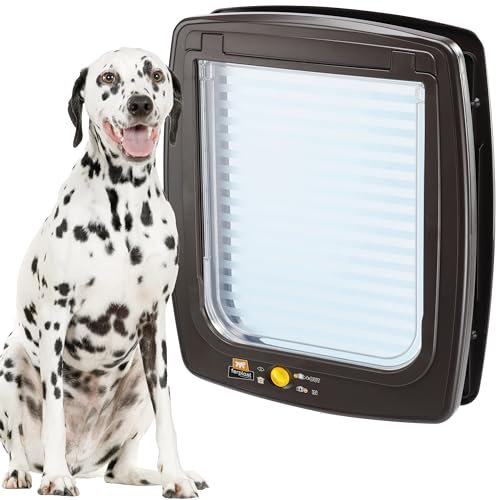 Ferplast Hundeklappe für große hunde, Katzenklappe, Haustiertür, 4-wege steuerbarer Ein- und Ausgang, mit Schutz vor Zugluft, Kompletter Tunnel, SWING 15 Hundetür Haustierklappe, Braun