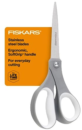 Fiskars All Purpose Scissors, High Performance Cutting, Stainless Steel Blades, Ergonomic and Comfort Handles, Perfect for Arts and Crafts and the Office, Scissors for Office