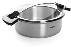 Woll Concept PRO Bratentopf mit Deckel - Induktiv -, Ø 24 cm, 9 cm hoch, 4,0l - Geeignet für alle Herdarten, Edelstahl, backofenfest bis zu 220°, silber
