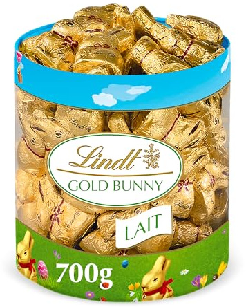 Lindt conejito de pascua Gold Bunny de chocolate con leche, figuras de pascua, regalo, cremoso y suave, aprox 70 uds, 700gr