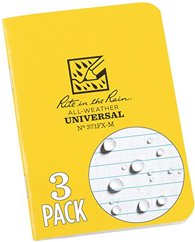 Gebundener, wasserfester Mini-Notizblock mit Rite in The Rain Wasserdichtung (3er-Pack)