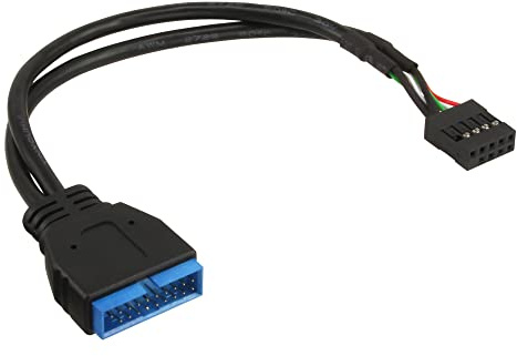 InLine 33449M - Cable adaptador USB 2.0 a 3.0 interno, placa base USB 2.0 a USB 3.0 interno, 0,3 m