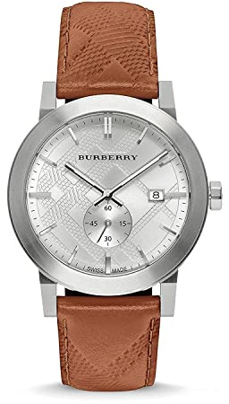 Burberry Hombre Cronógrafo suizo de la ciudad Correa de piel color marrón reloj 42 mm bu9904