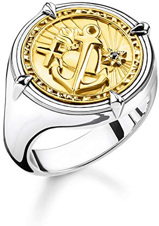 THOMAS SABO Ring Glaube, Liebe, Hoffnung 750 Gelbgold Vergoldung, 925 Sterlingsilber, Geschwärzt