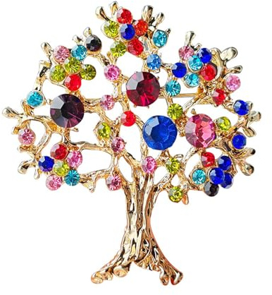 Belons Damen Mädchen Brosche Strass Legierung Lebensbaum Anstecknadel Braut Brosche Pin Schmuckzubehör