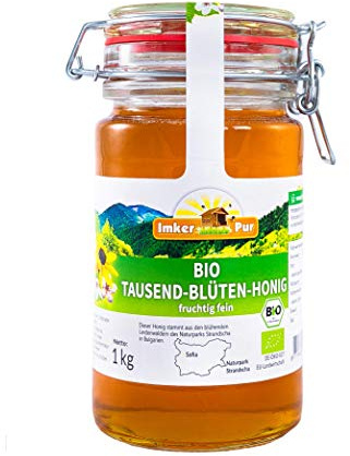 Miel de mille fleurs, BIO, d'ImkerPur, fin et fruité, avec une fine note d'herbes de montagne (1 kg)