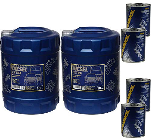 20L Motoröl MANNOL SAE 10W-40 DIESEL EXTRA 4xMotor Flush