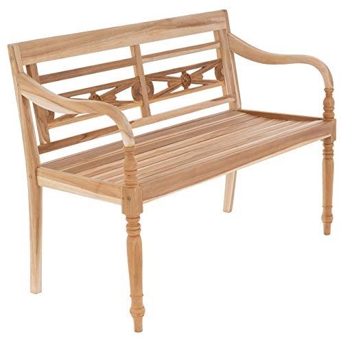 DIVERO 2-Sitzer Gartenbank Florenz aus Teak-Holz, naturbelassen- Reine Handarbeit - Länge: 120 cm – Farbe: Natur-Braun